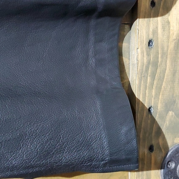 REM GARSON LITTLE BLACK LEATHER DRESS CLASSIC BOLD MOTO STATEMENT - Picture 3 of 10